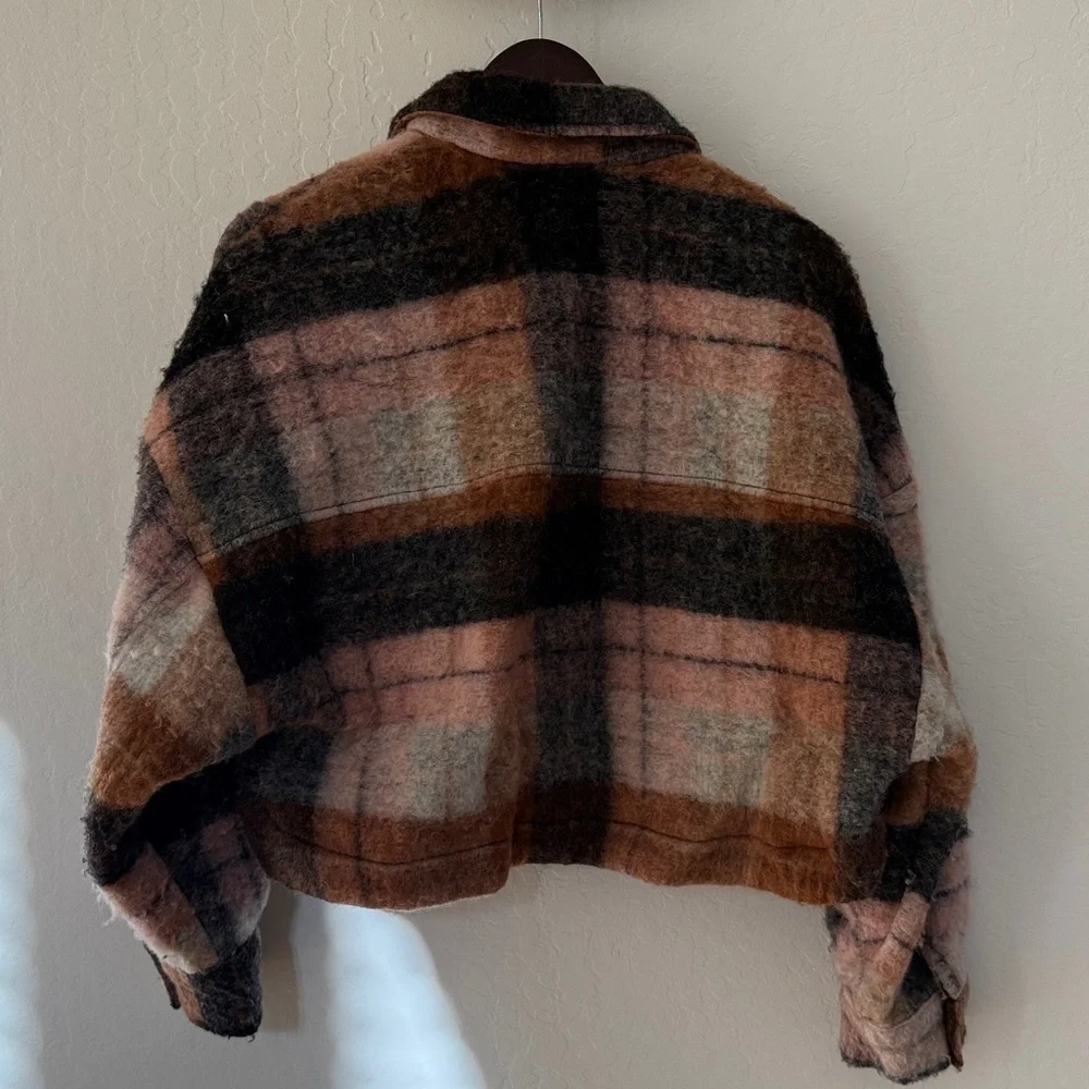 Zara Women's Multicolor Plaid Teddy Jacket